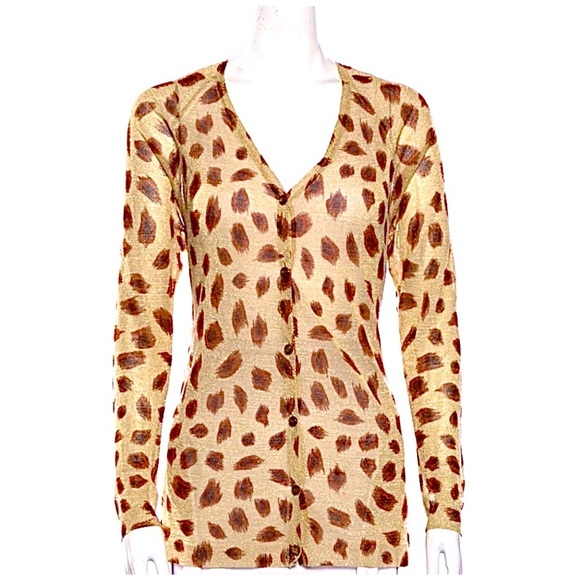 Escada Silk Cheetah Print Dress & Cardigan Sweater Suit S 36/38 - Picture 8 of 9
